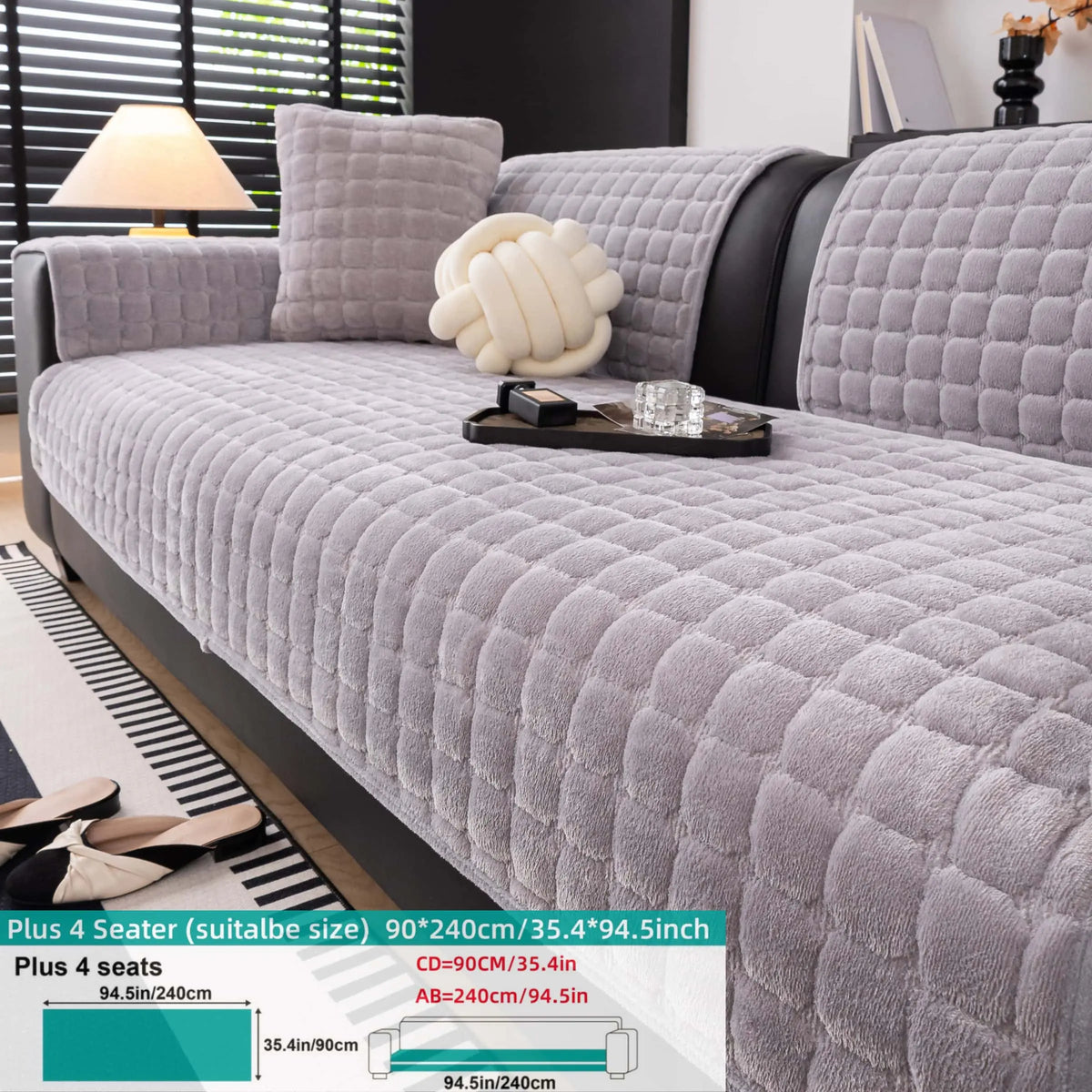 Solid colour Thick Plush Sofa couch cover, 1 PC Quilted Non Slip Washable Couch Cushion Cover Pad, Pet-Friendly Soft Velvet Sofa Protector, for Armchair, Loveseat, Sectional & Multi-Seater Sofas, Modern Cozy Living Room Decor, Sofa Slipcover.