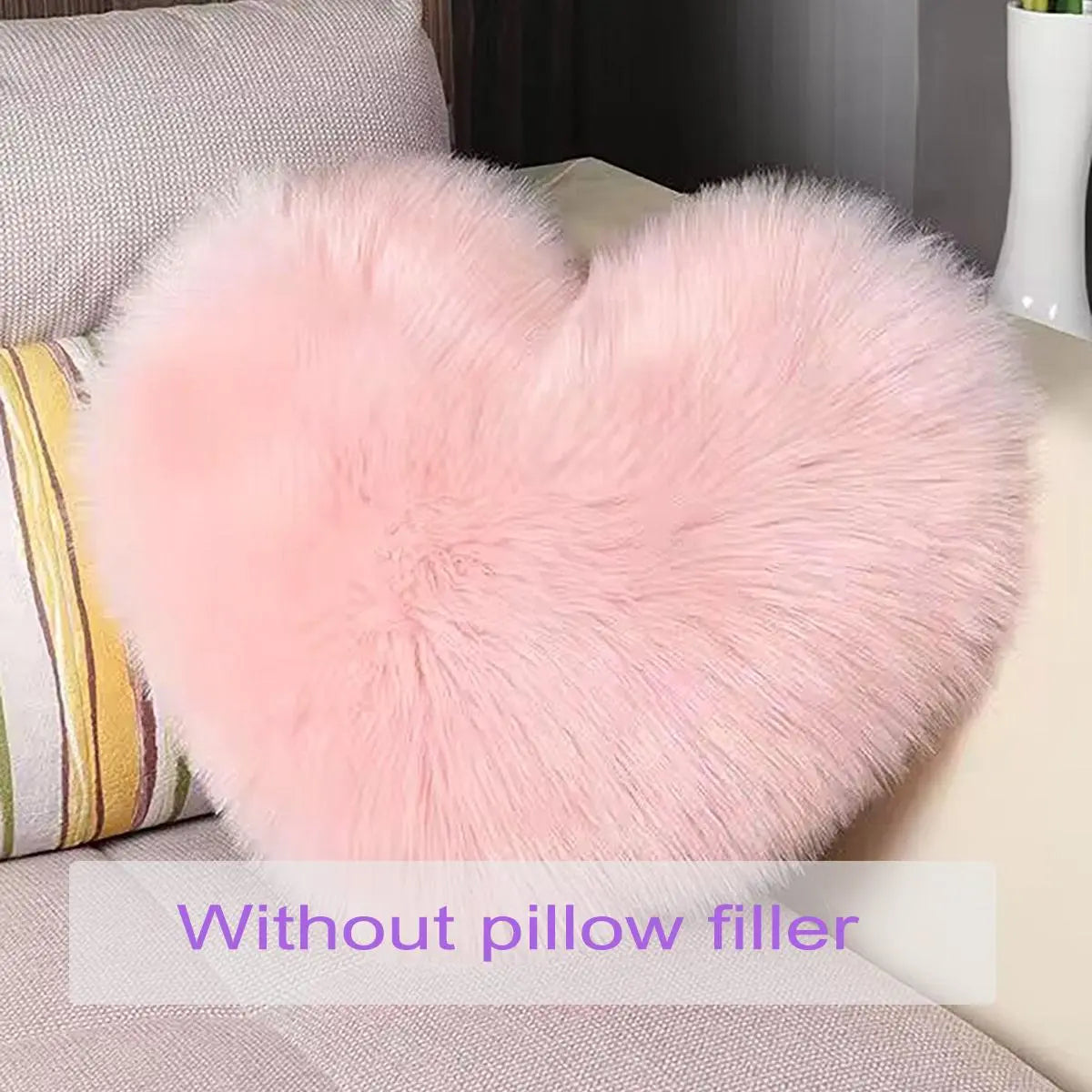 Heart Pillow Cover, Cute Solid Color Wool Pillow Gift, Bedroom Sofa Waist Pad, Office Chair Long Plush Cushion, Soft Furry Cushion, Home Decorative Cushion
