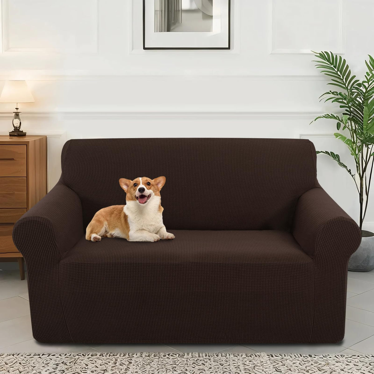 Stretch Couch Covers for Sofa Washable, Large, Chocolate