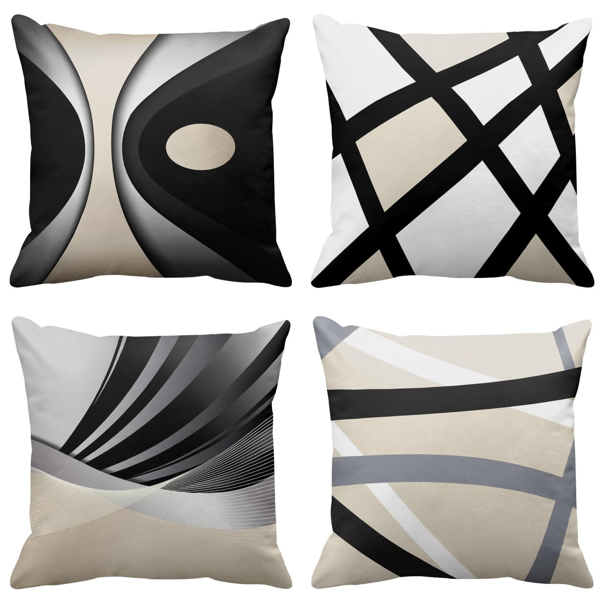 Emvency Throw Pillow Covers Set of 4, 18 x 18 Inch, Bold Stripes