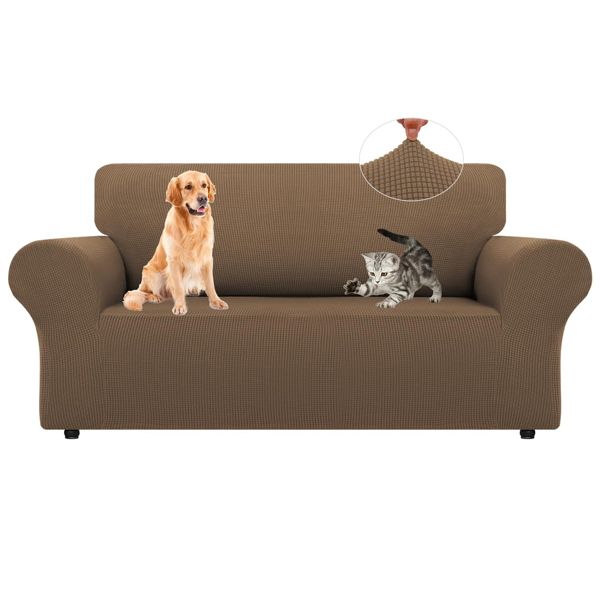 LURKA Stretch Couch Cover for Sofa, 1 Piece 3 Cushion Slipcover, Black