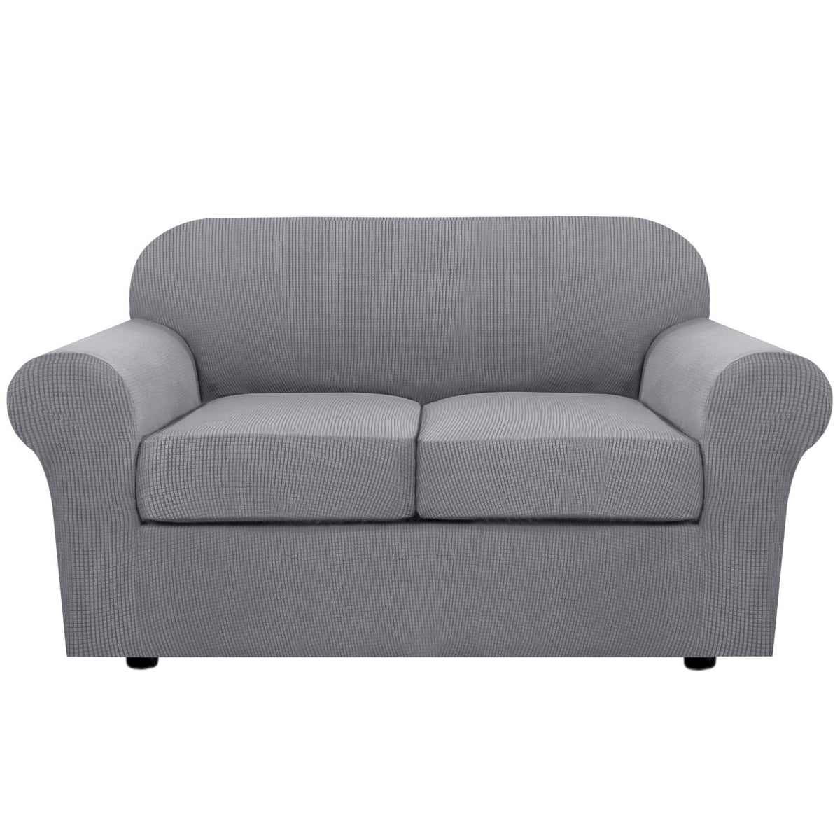 H.VERSAILTEX 4 Piece Stretch Sofa Covers for 3 Cushion Couch Covers for Living Room Slipcovers (Base Cover Plus 3 Seat Cushion Covers) Upgraded Thicker Jacquard Fabric (Sofa, Sand)