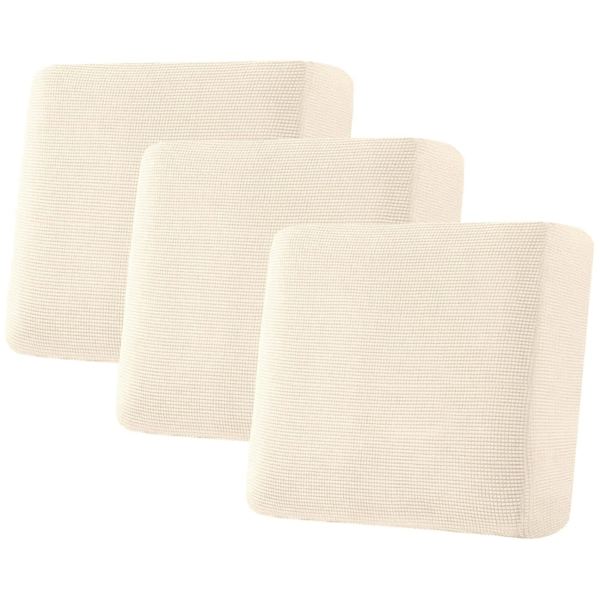 H.VERSAILTEX Super Stretch Individual Seat Cushion/Couch Slipcover Sets Thick Jacquard Textured Twill Fabric (3 Piece Sofa Covers, Sand)