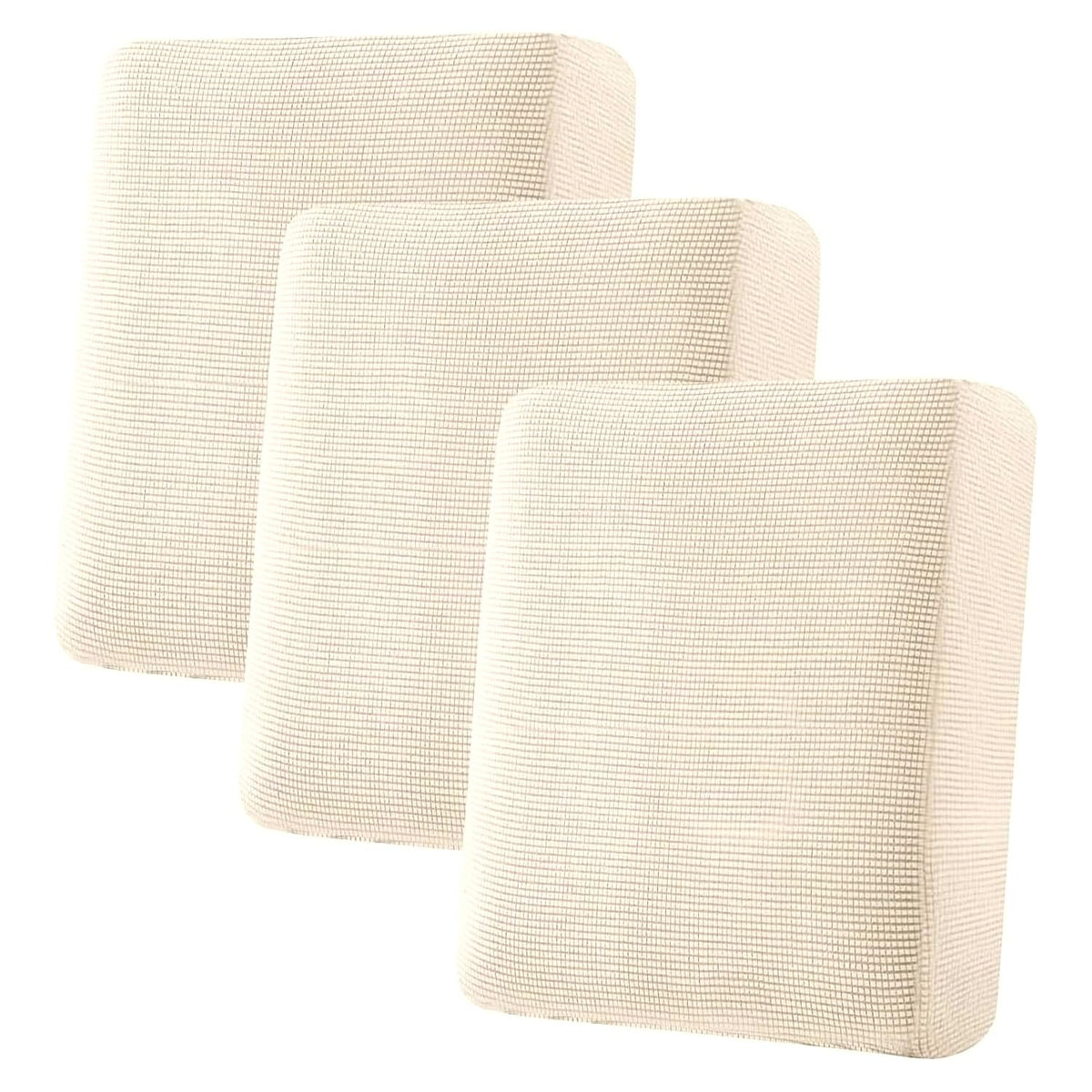 H.VERSAILTEX Super Stretch Individual Seat Cushion/Couch Slipcover Sets Thick Jacquard Textured Twill Fabric (3 Piece Sofa Covers, Sand)