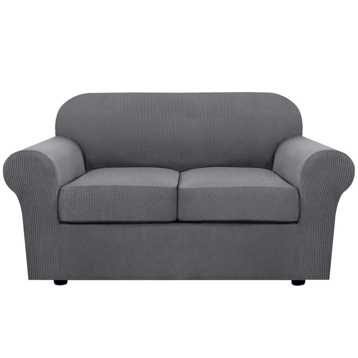 H.VERSAILTEX 4 Piece Stretch Sofa Covers for 3 Cushion Couch Covers for Living Room Slipcovers (Base Cover Plus 3 Seat Cushion Covers) Upgraded Thicker Jacquard Fabric (Sofa, Sand)