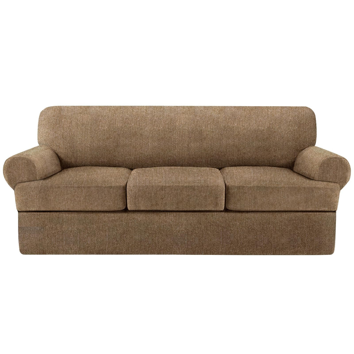 4 Piece T Cushion Sofa Slipcovers Stretch Couch Cover Furniture Covers with 3 Individual T Cushion Covers, Machine Washable for Living Room (Green, 3 Cushions)