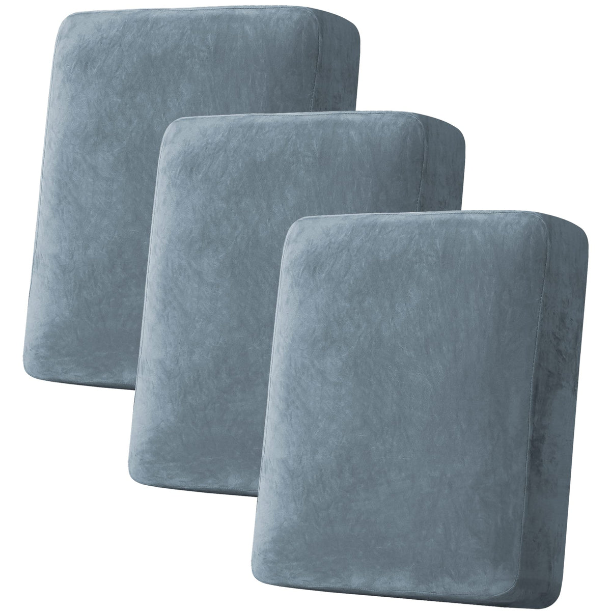 H.VERSAILTEX Velvet Stretch Couch Cushion Cover Plush Cushion Slipcover for Chair Loveseat Sofa Cushion Furniture Protector Seat Cushion Sofa Cover (3 Piece Sofa Cushion Covers, Ivory)