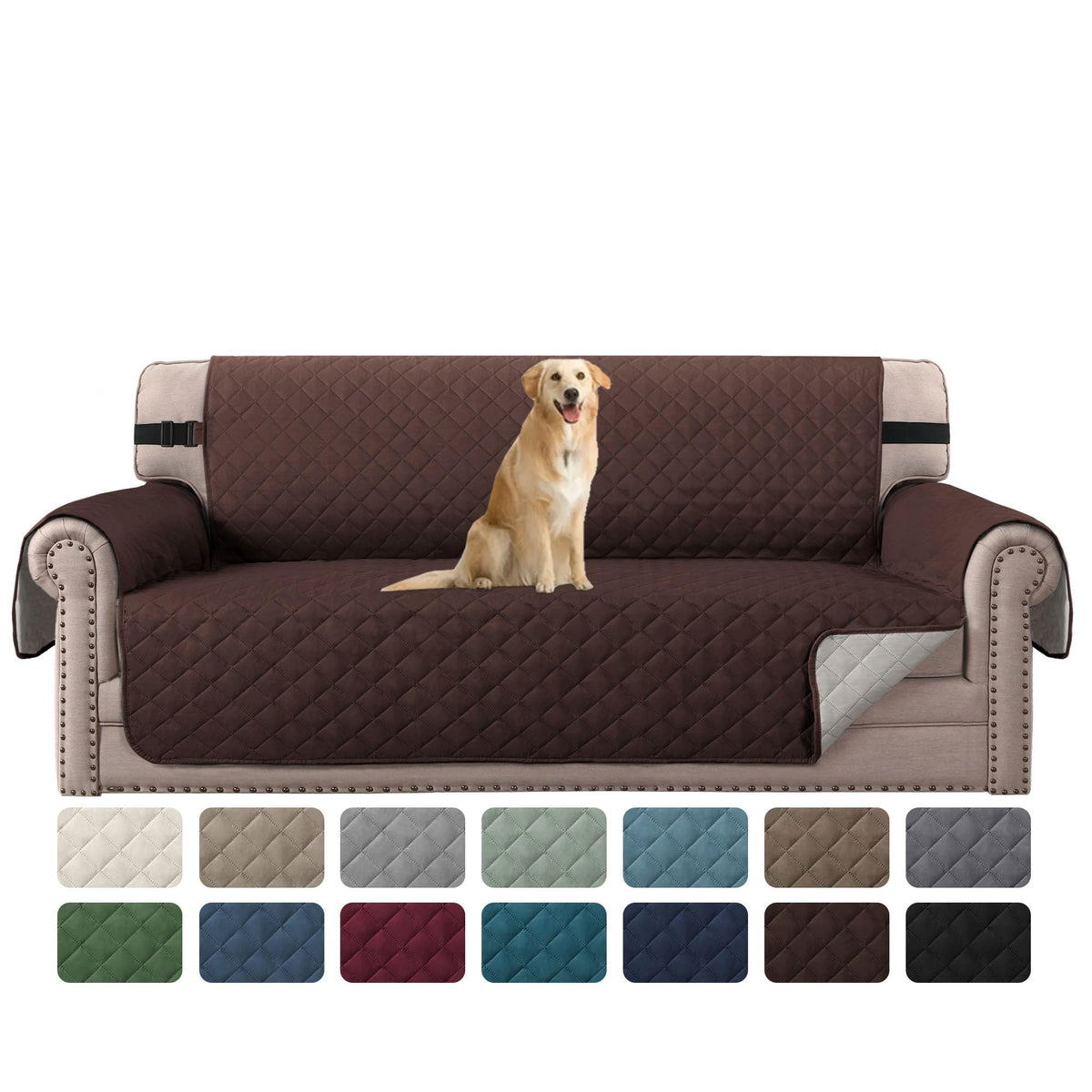 H.VERSAILTEX Reversible Couch Cover for 3 Cushion Cover Pet Friendly Sofa Cover for Dog Washable Furniture Protector Water Resistant Slipcover with Non Slip Elastic Strap(Sofa, Ivory/Beige)