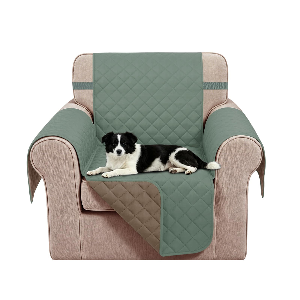 Reversible Sofa Cover for 3 Cushion, Chocolate/Beige