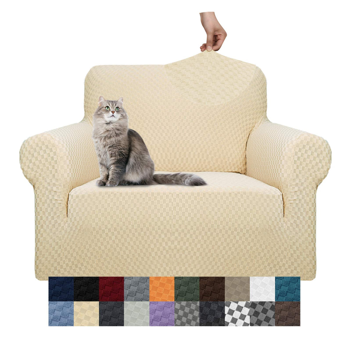 YEMYHOM Couch Cover Latest Jacquard Design High Stretch Sofa Covers for 3 Cushion Couch, Pet Dog Cat Proof Slipcover Non Slip Magic Elastic Furniture Protector (Sofa, Light Gray)