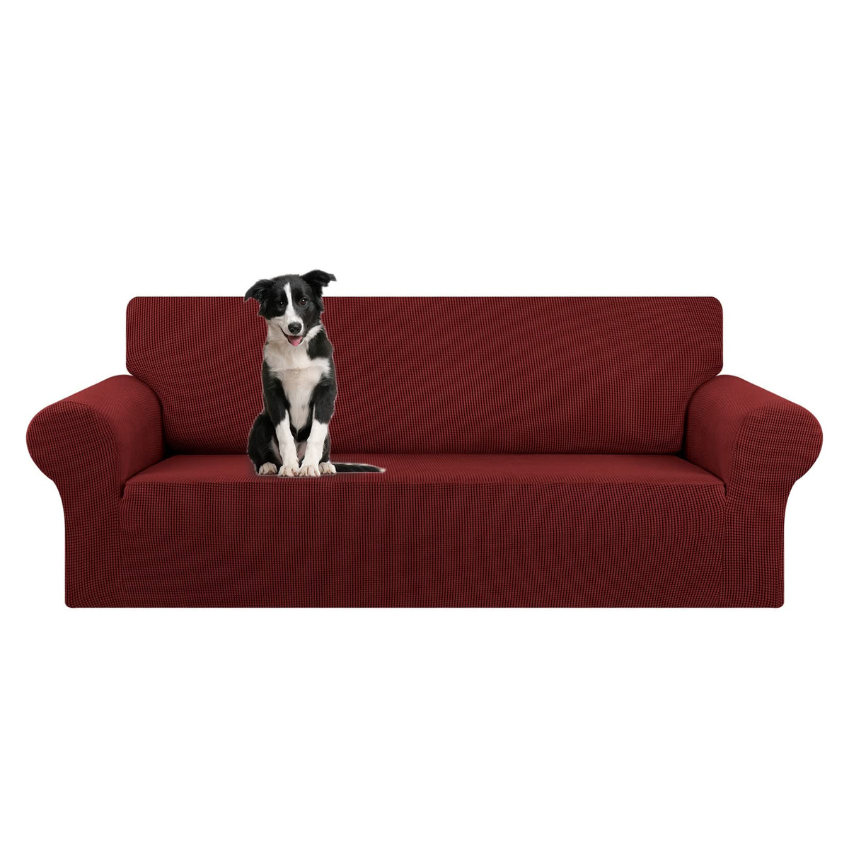 KEKUOU Stretch Couch Covers for Sofa, 3 Cushion Couch Slipcover,Black