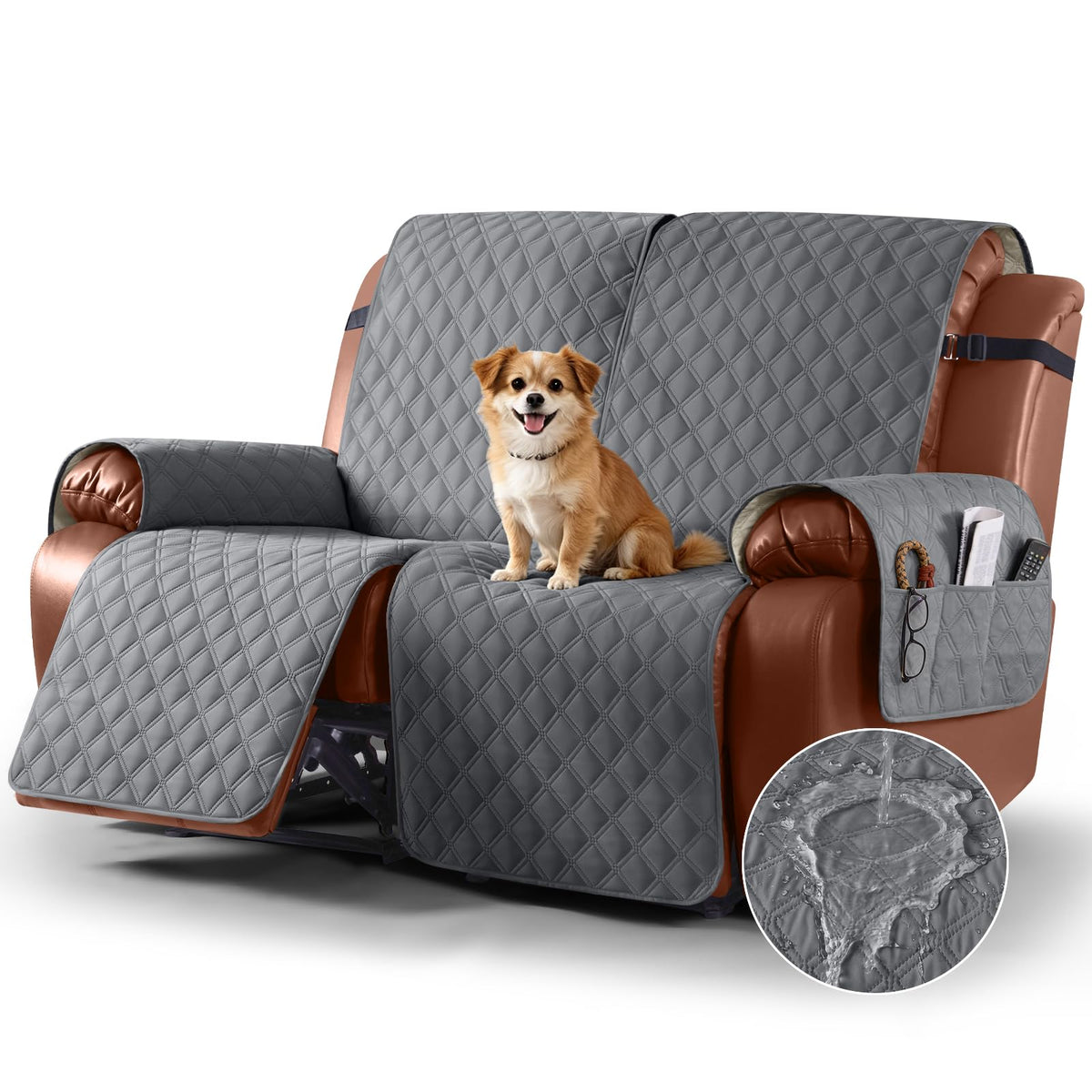 Ruaozz Waterproof Recliner Couch Covers, Non-Slip Sofa SlipCover, 3 Seater