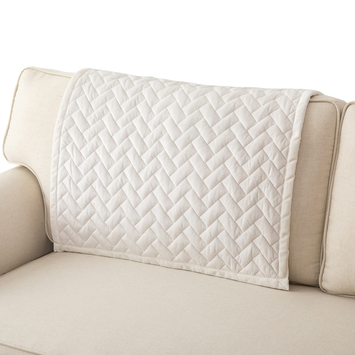 Eismodra Armrest Covers,Couch Cover,Sofa Cover,Backrest Covers,Anti-Slip Armchair Slipcovers for Dogs Cats Pet Loveseat Recliner Leather L Shaped,White 28 x 28 Inches (Only 1 Piece)
