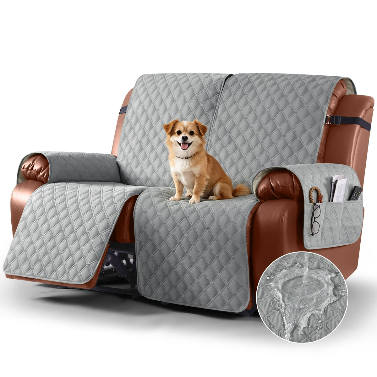 Ruaozz Waterproof Recliner Couch Covers, Non-Slip Sofa SlipCover, 3 Seater