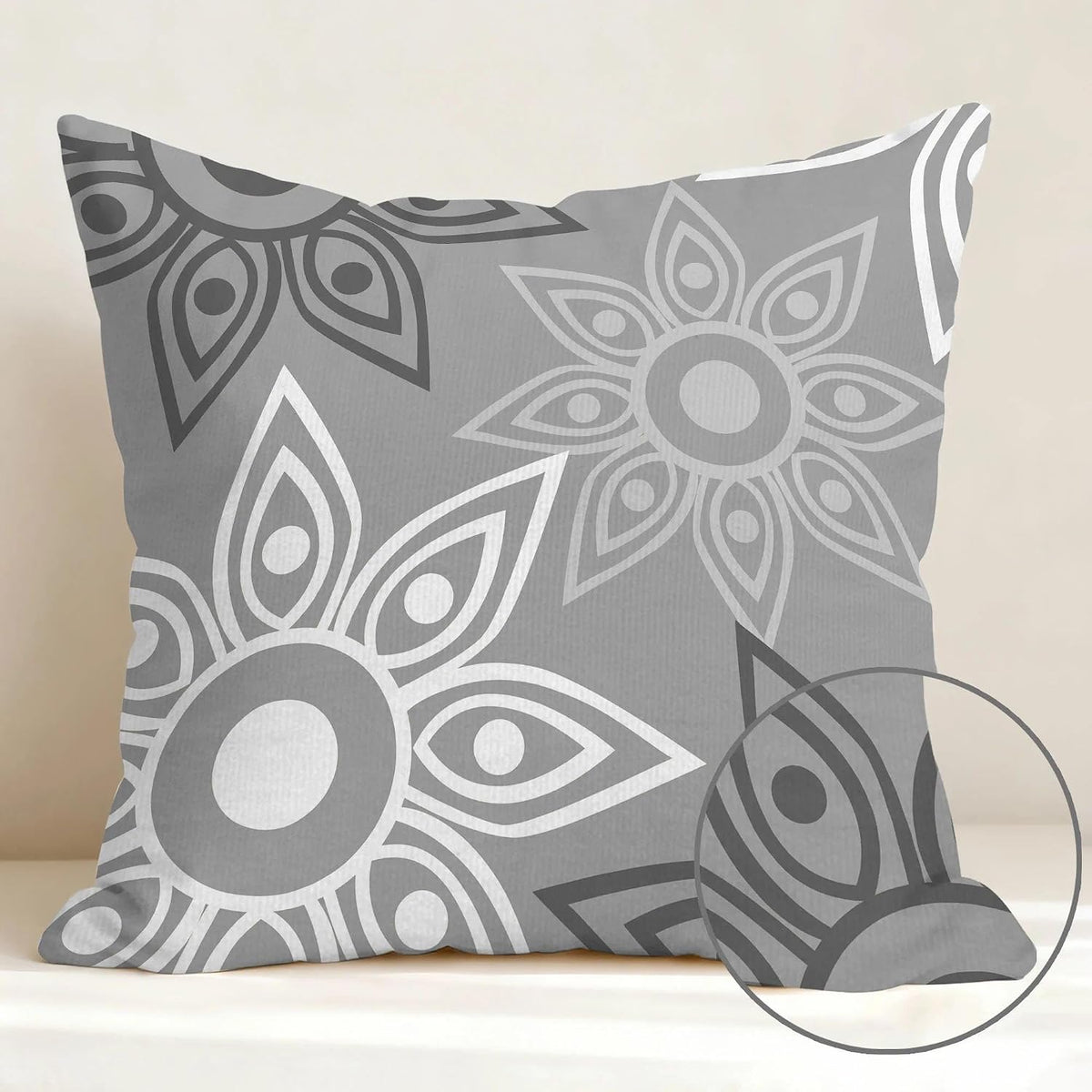 Hexagram Throw Pillow Covers 18x18, Gray Outdoor Pillow Covers Set of 4