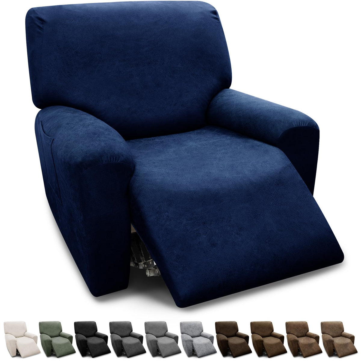 Couch Cover Leather Look 3 Seater Couch Sofa Cover 1-Piece Sofa Slipcover Stretch Furniture Protector with Elastic Bottom & Pockets(Sofa, Coffee)
