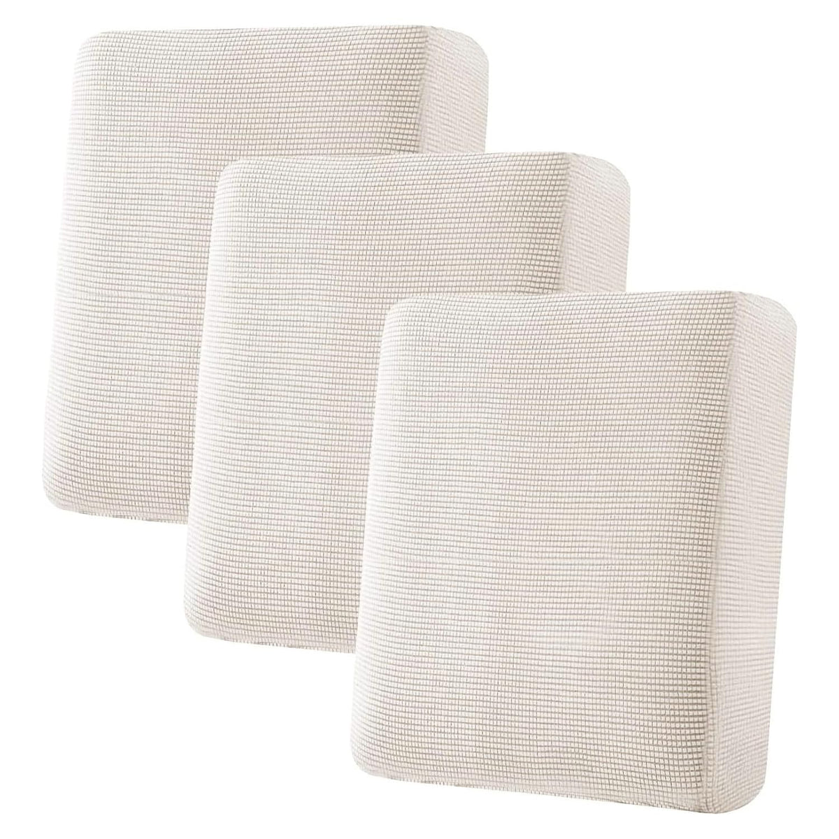 H.VERSAILTEX Super Stretch Individual Seat Cushion/Couch Slipcover Sets Thick Jacquard Textured Twill Fabric (3 Piece Sofa Covers, Sand)