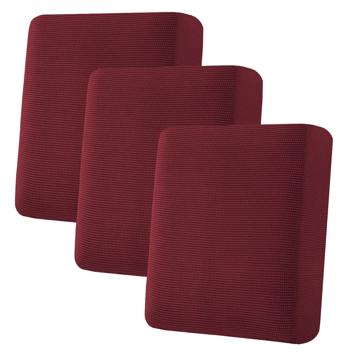 H.VERSAILTEX Super Stretch Individual Seat Cushion/Couch Slipcover Sets Thick Jacquard Textured Twill Fabric (3 Piece Sofa Covers, Sand)