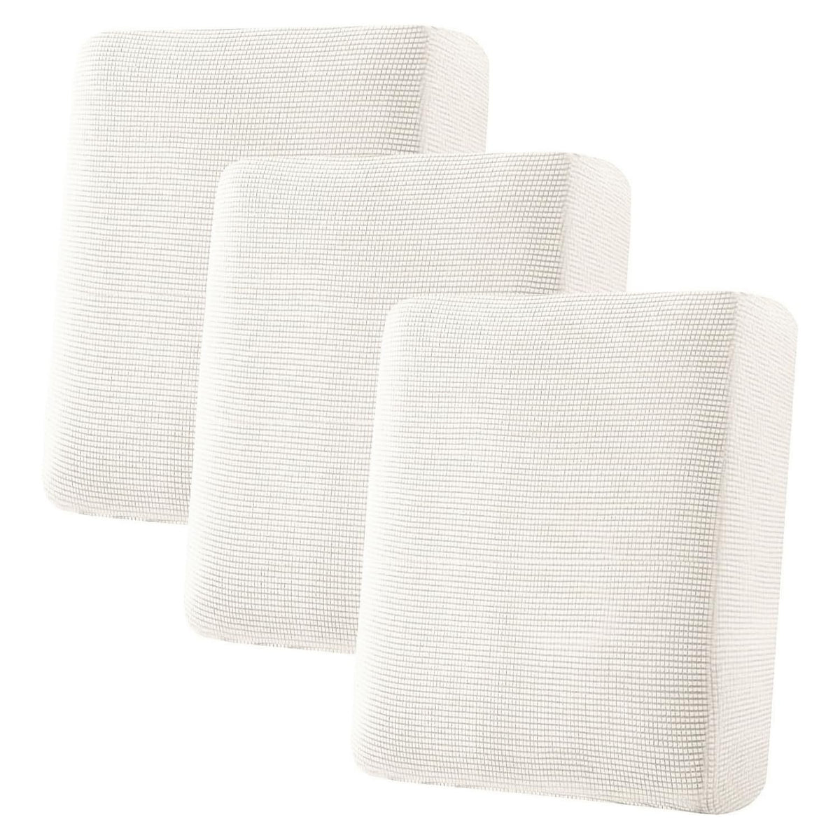 H.VERSAILTEX Super Stretch Individual Seat Cushion/Couch Slipcover Sets Thick Jacquard Textured Twill Fabric (3 Piece Sofa Covers, Sand)