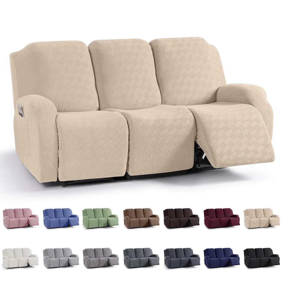KinCam Recliner Sofa Covers, Stretch Reclining Cover, Dark Gray
