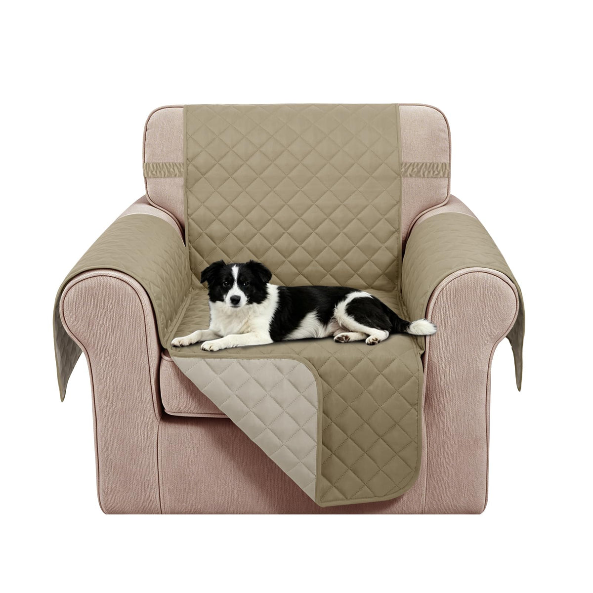 Reversible Sofa Cover for 3 Cushion, Chocolate/Beige