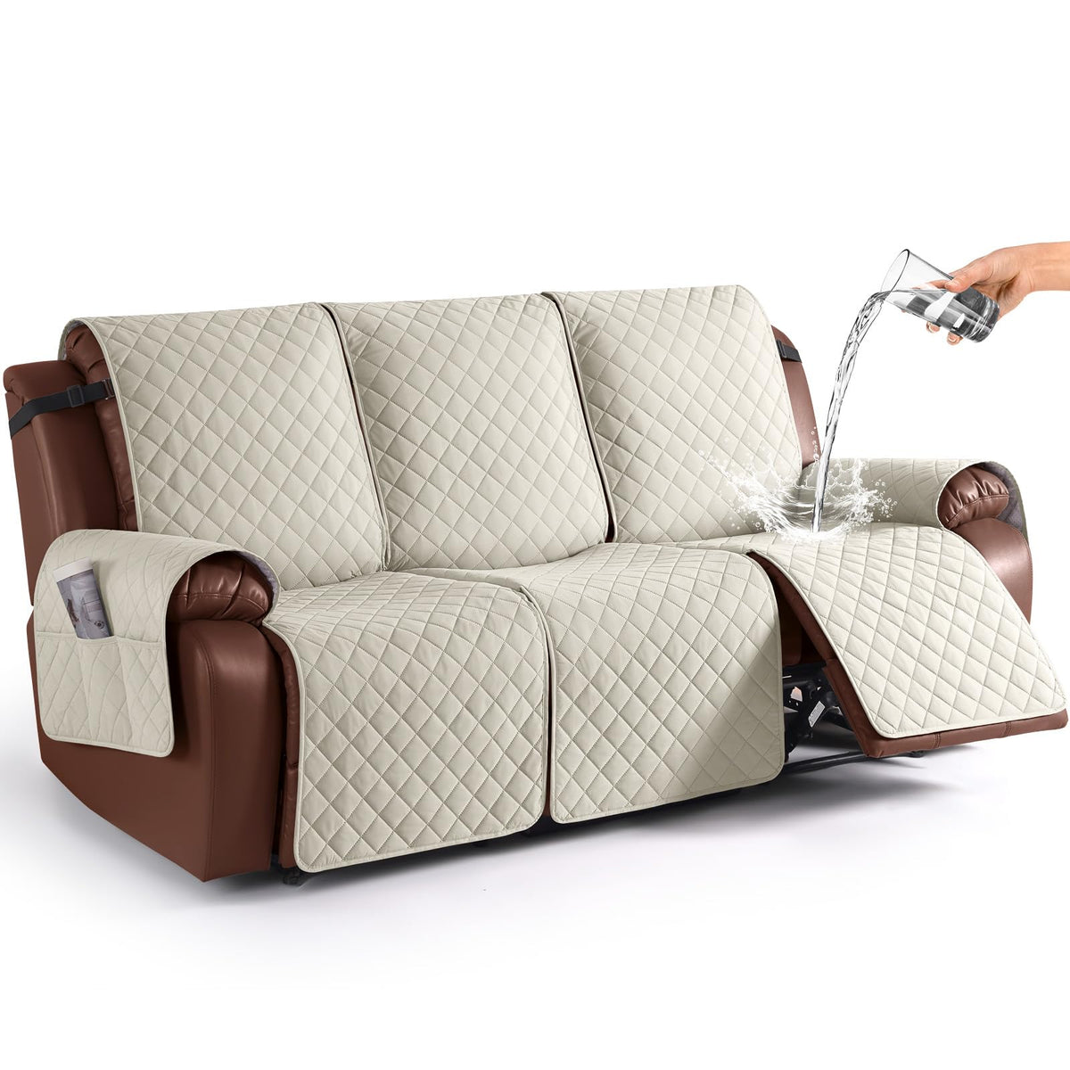 KinCam Waterproof Recliner Sofa Covers Washable, 3 Seater, Chocolate