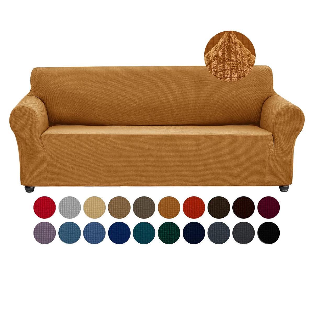 Joccun Stretch Couch Cover Slipcovers, 1-Piece Sofa Covers for 3 Cushion Couch Spandex Jacquard Washable Furniture Protector Cover for Living Room,Kids,Pets(Sofa,Black)