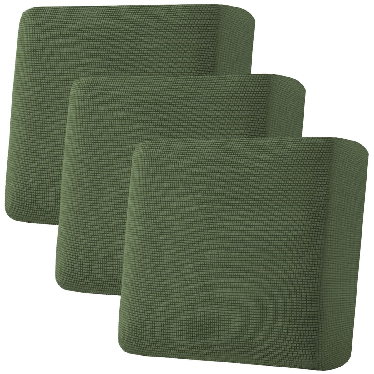 H.VERSAILTEX Super Stretch Individual Seat Cushion/Couch Slipcover Sets Thick Jacquard Textured Twill Fabric (3 Piece Sofa Covers, Sand)