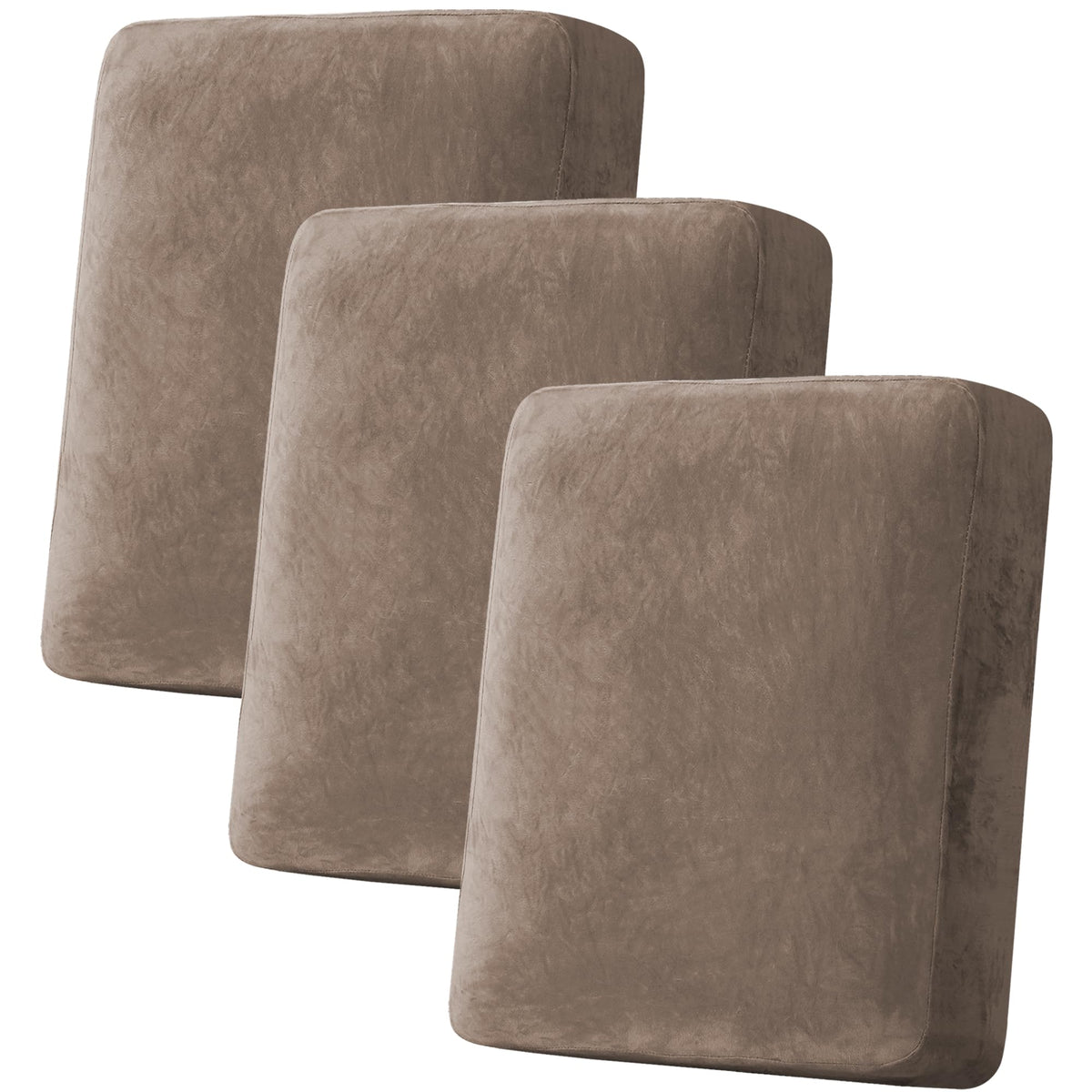H.VERSAILTEX Velvet Stretch Couch Cushion Cover Plush Cushion Slipcover for Chair Loveseat Sofa Cushion Furniture Protector Seat Cushion Sofa Cover (3 Piece Sofa Cushion Covers, Ivory)