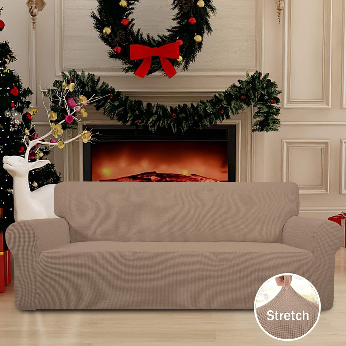 Easy-Going Stretch Couch Covers for Sofa Washable Large Camel