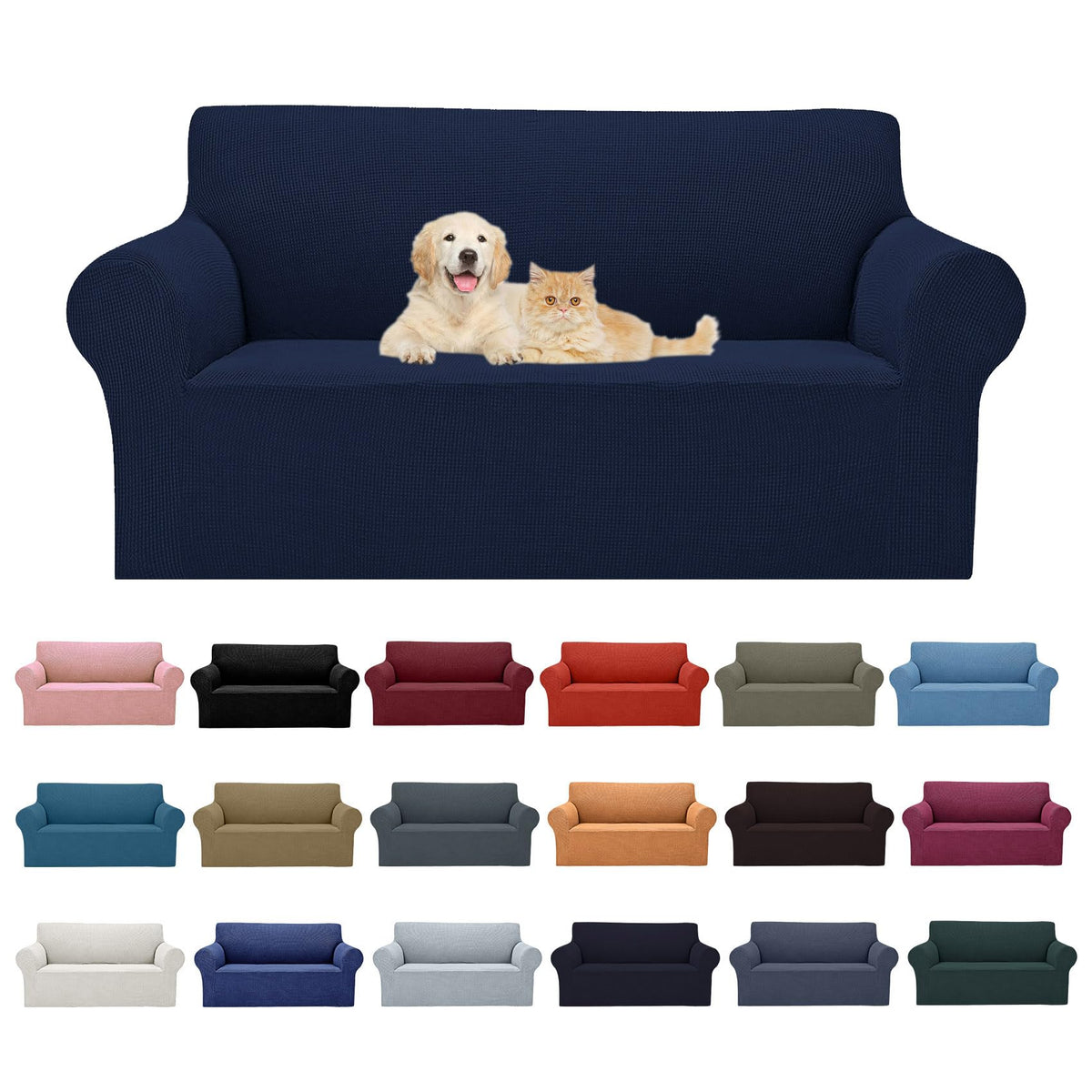 Cupuamon 2026 New Stretch Sofa Slipcovers Couch Cover for 3 Cushion Furniture Protector Sofa Covers with Elastic Bottom Jacquard Fabric Small Checks for Pets, Kids -Sofa, Black