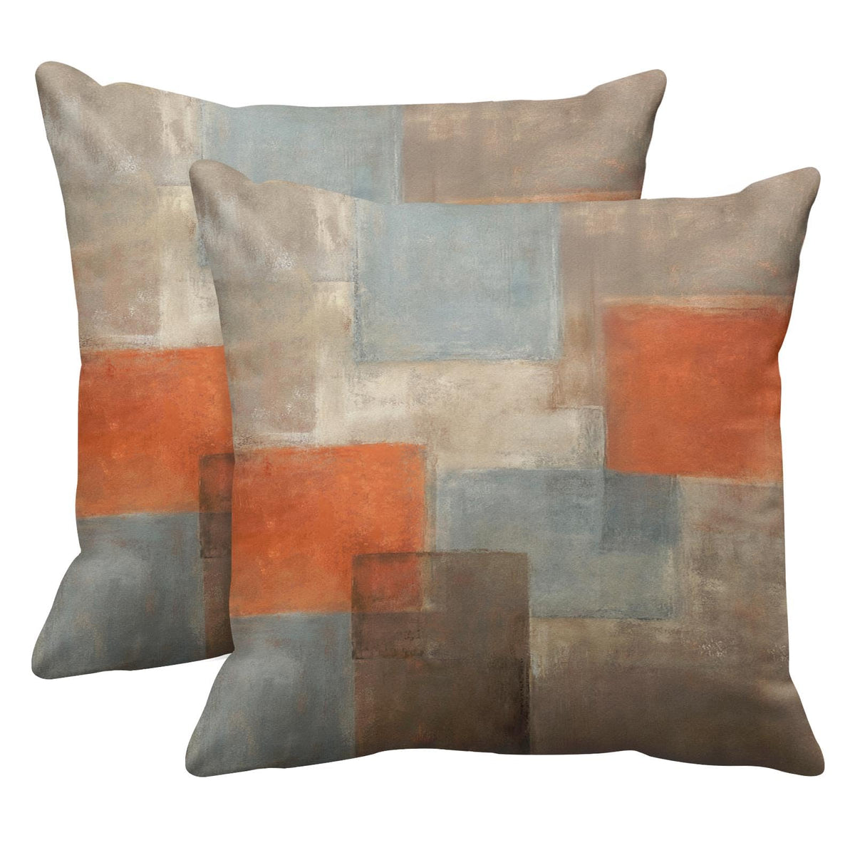 Britimes Throw Pillow Covers Set of 2, 18 x 18 Inch, Grey Brown Beige