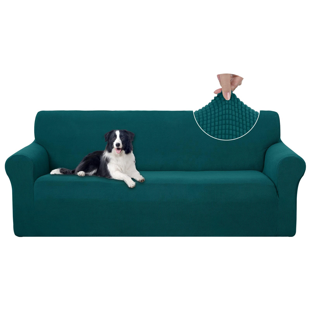 U-NICE HOME Stretch Couch Cover Slipcover for 3 Cushion Sofa, Chocolate