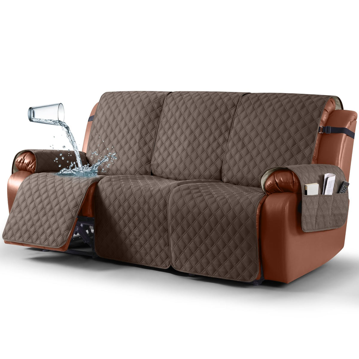 Ruaozz Waterproof Recliner Couch Covers, Non-Slip Sofa SlipCover, 3 Seater