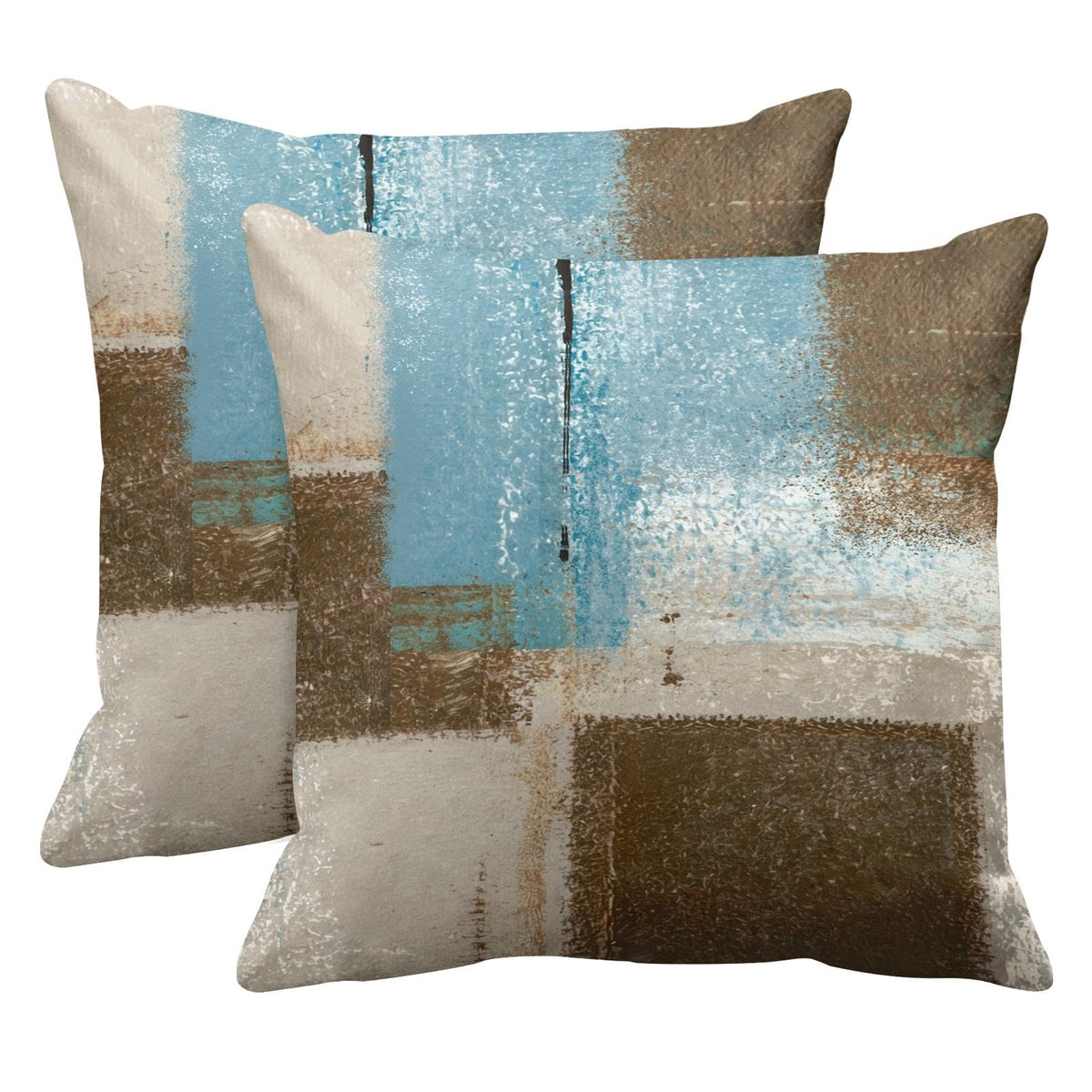 Britimes Throw Pillow Covers Set of 2, 18 x 18 Inch, Grey Brown Beige