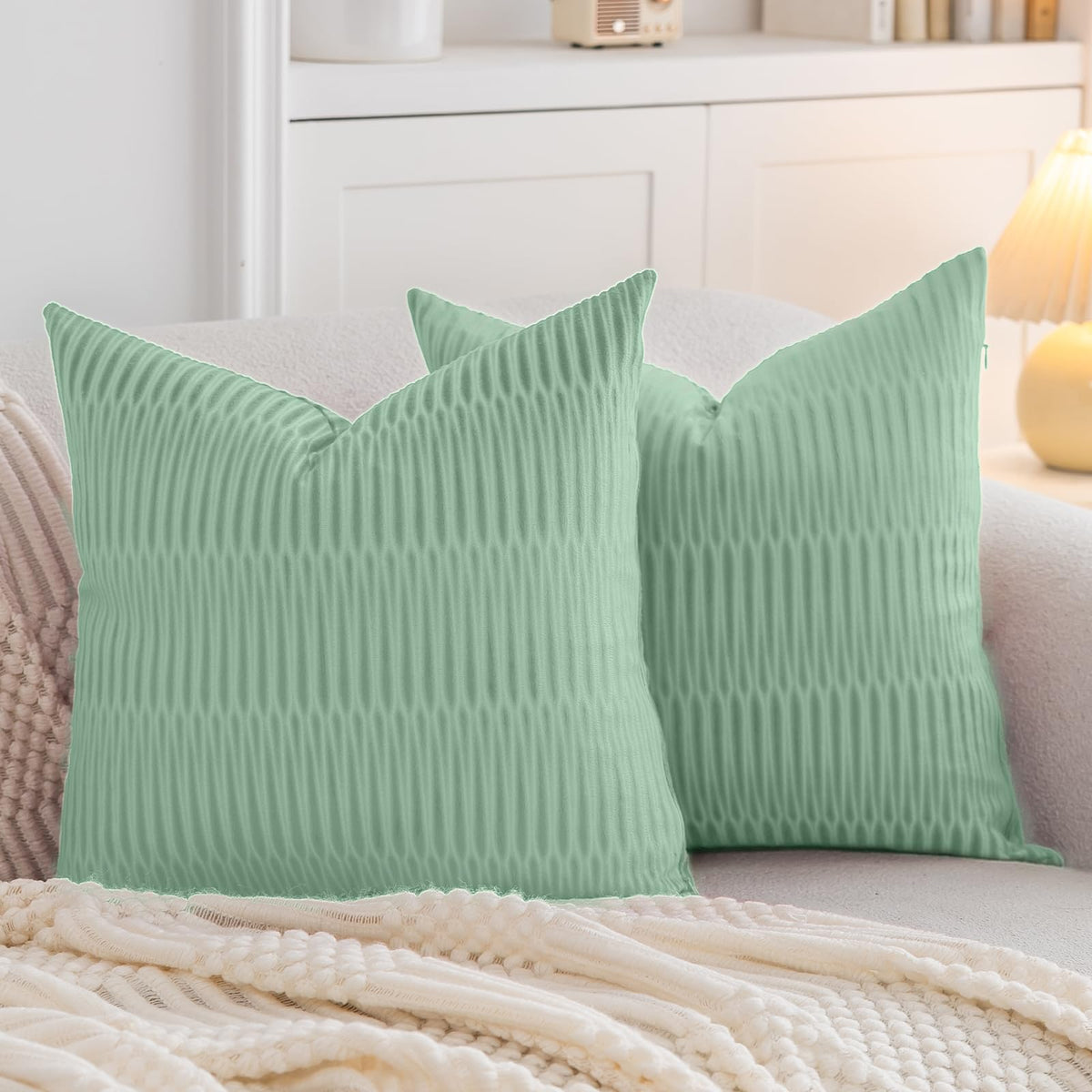 Embossed Velvet Pillow Covers 18x18 Set of 4, Neutral Brown Grey Cream Soft Decorative Throw Pillow Covers, Luxury Textured Cushion Covers for Couch Sofa Bed, Neutral Home Decor
