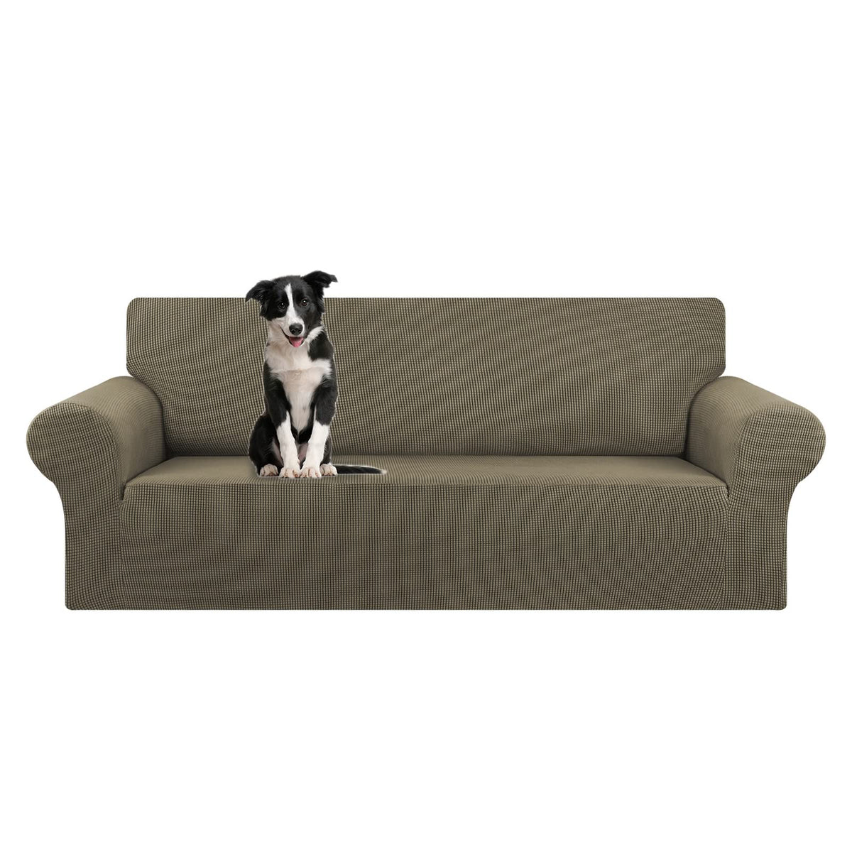 KEKUOU Stretch Couch Covers for Sofa, 3 Cushion Couch Slipcover,Black
