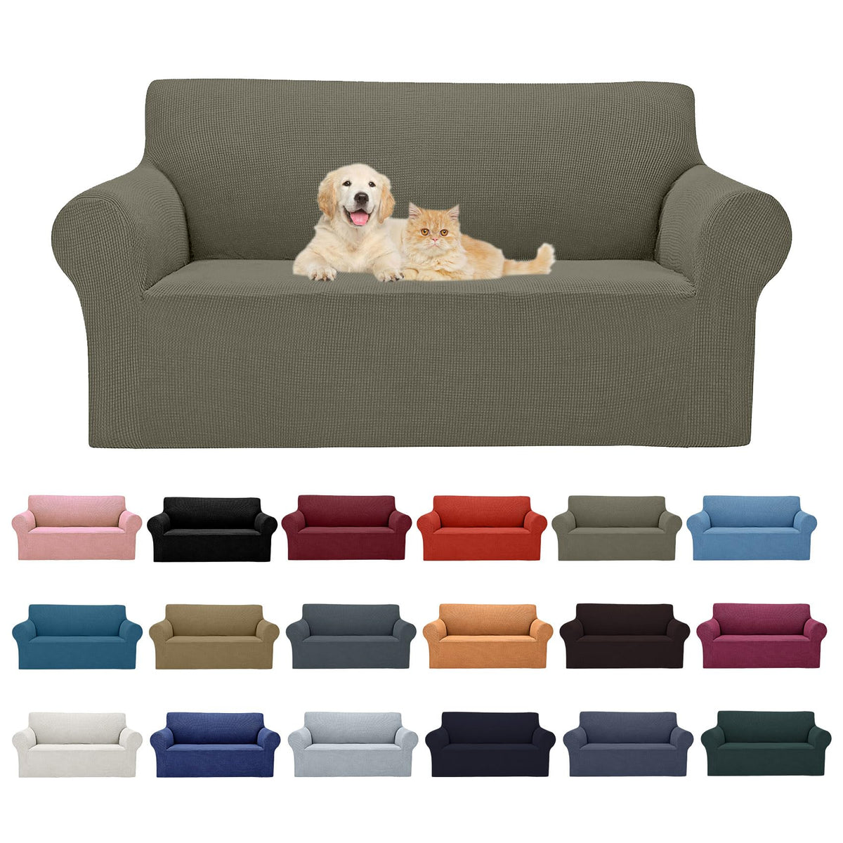 Cupuamon 2026 New Stretch Sofa Slipcovers Couch Cover for 3 Cushion Furniture Protector Sofa Covers with Elastic Bottom Jacquard Fabric Small Checks for Pets, Kids -Sofa, Black