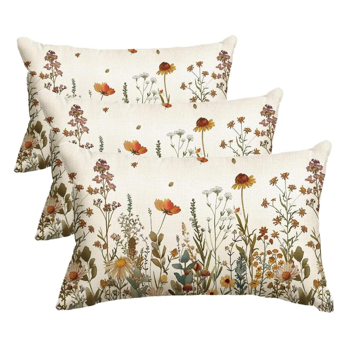 AVOIN colorlife Fall Flowers Throw Pillow Cover 12x20 Inch