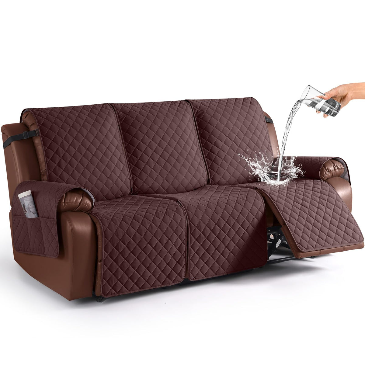 KinCam Waterproof Recliner Sofa Covers Washable, 3 Seater, Chocolate