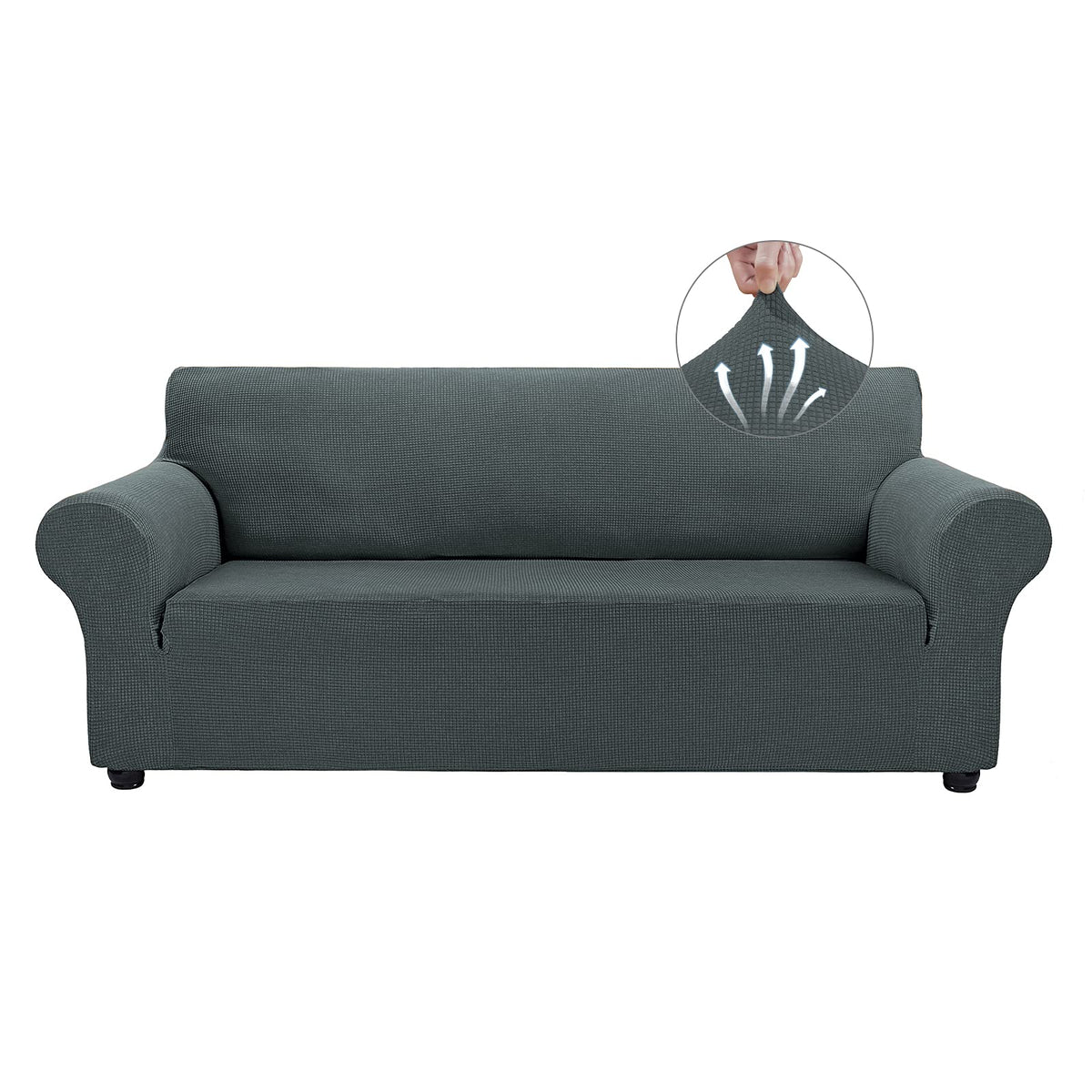 Asnomy Stretch Couch Covers for Sofa Washable, 3 Cushion Couch,Black