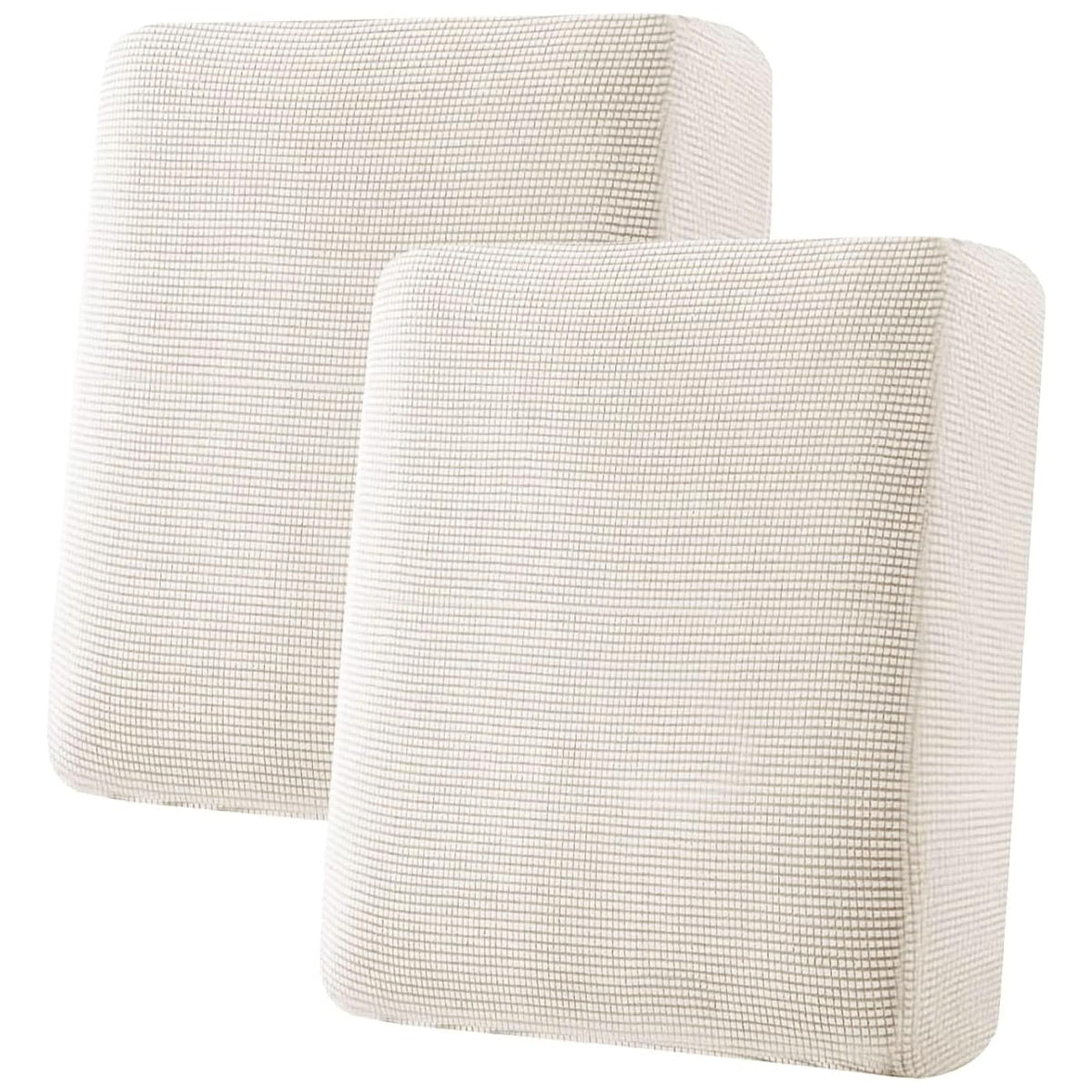 H.VERSAILTEX Super Stretch Individual Seat Cushion/Couch Slipcover Sets Thick Jacquard Textured Twill Fabric (3 Piece Sofa Covers, Sand)