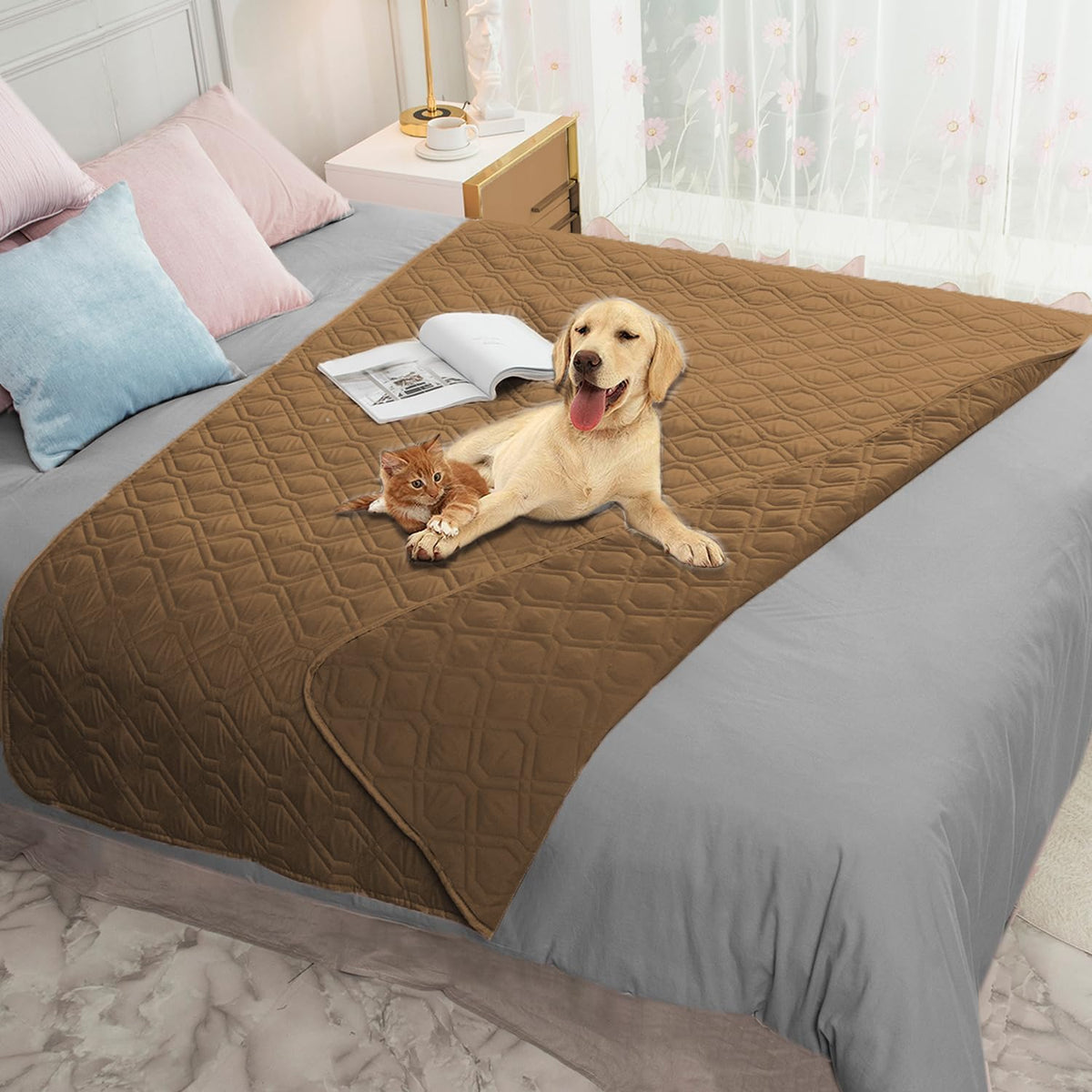 Ameritex Waterproof Dog Bed Blankets Cover for Bed Couch Sofa Reversible