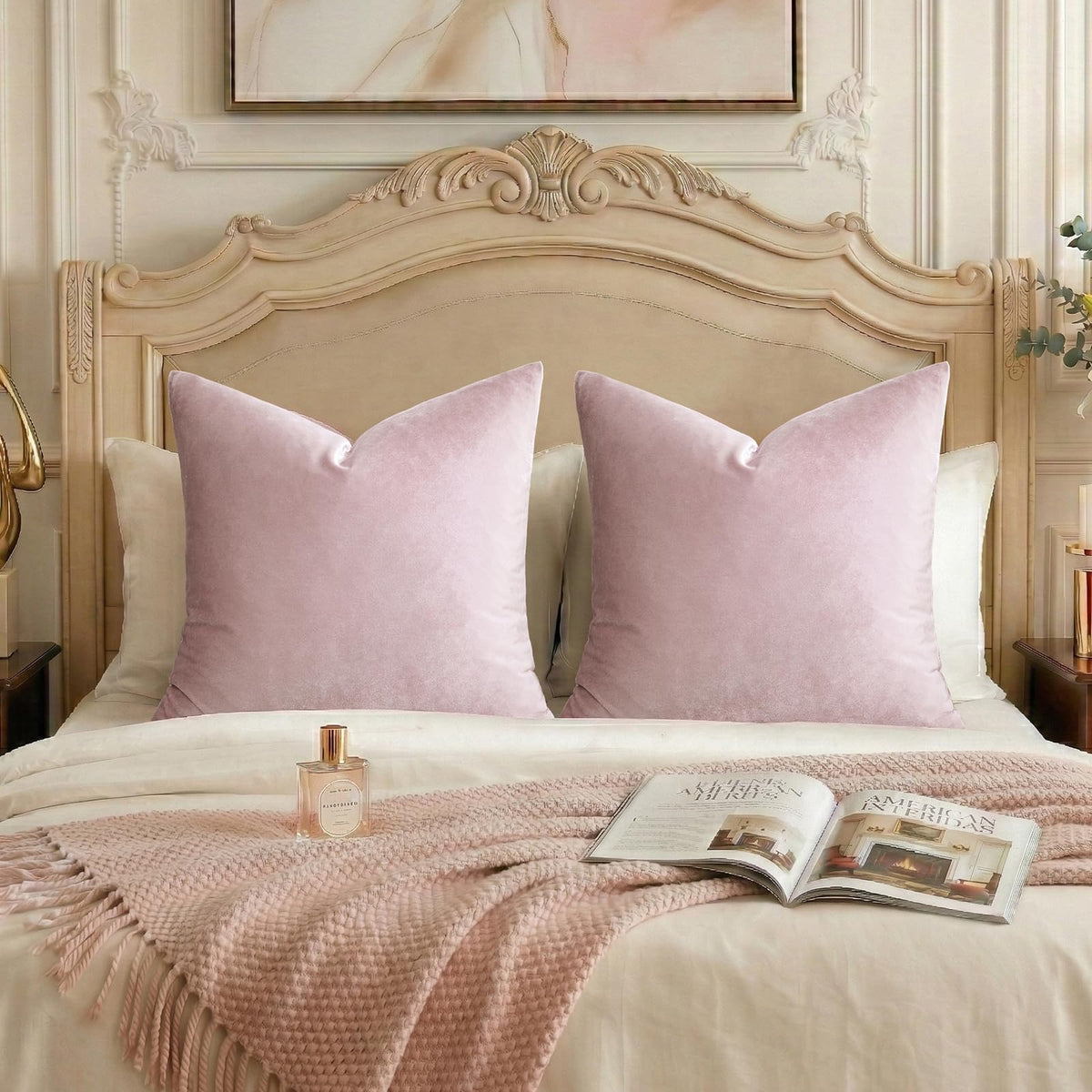 GIGIZAZA Gold Velvet Pillow Covers 18x18 Decorative Pillows Pack of 2