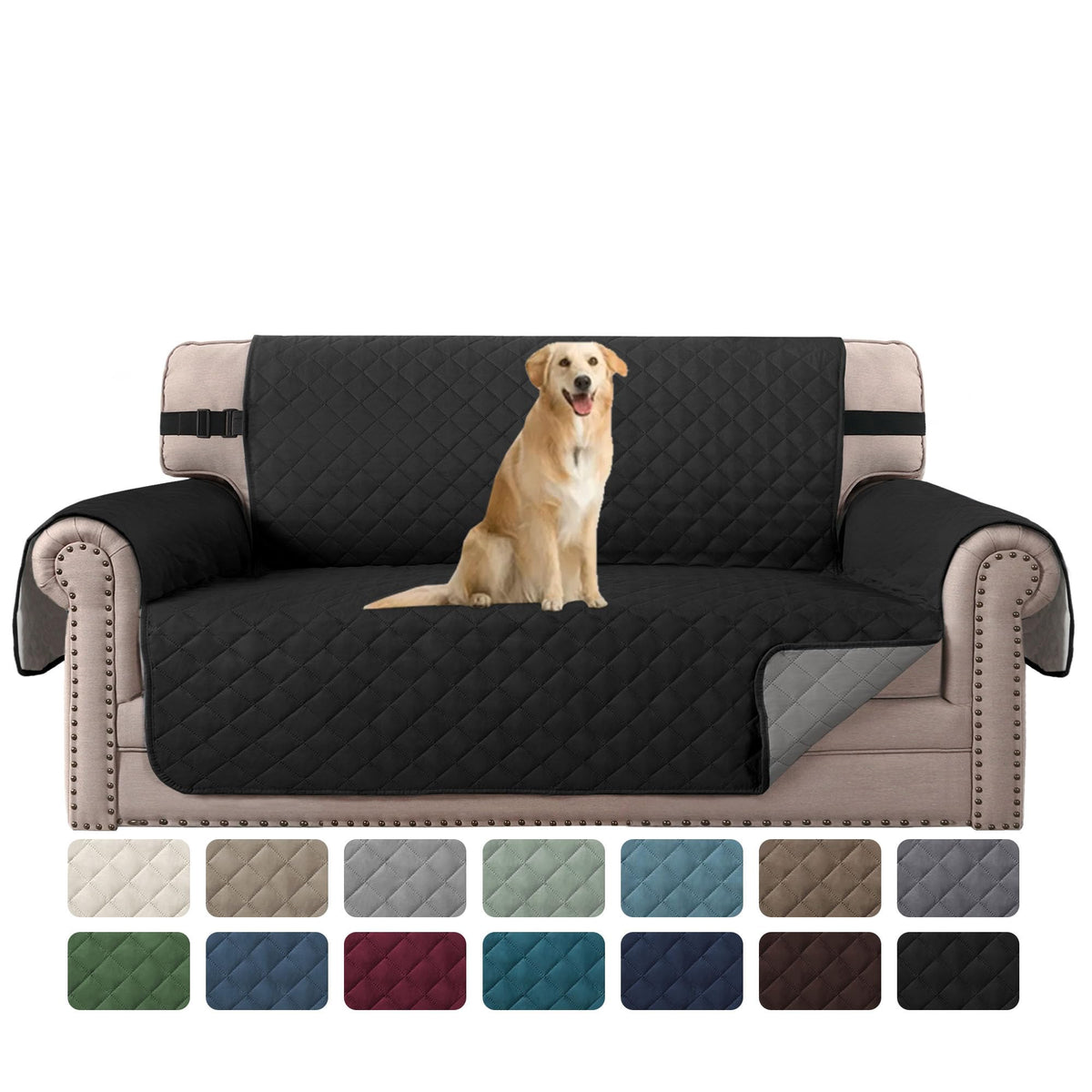 H.VERSAILTEX Reversible Couch Cover for 3 Cushion Cover Pet Friendly Sofa Cover for Dog Washable Furniture Protector Water Resistant Slipcover with Non Slip Elastic Strap(Sofa, Ivory/Beige)