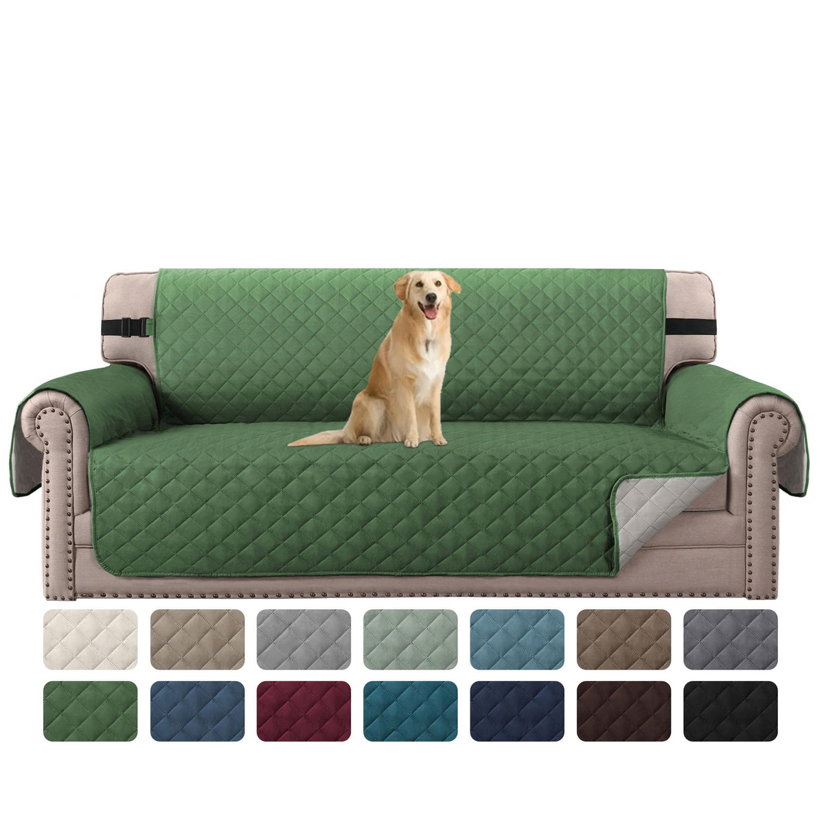 H.VERSAILTEX Reversible Couch Cover for 3 Cushion Cover Pet Friendly Sofa Cover for Dog Washable Furniture Protector Water Resistant Slipcover with Non Slip Elastic Strap(Sofa, Ivory/Beige)