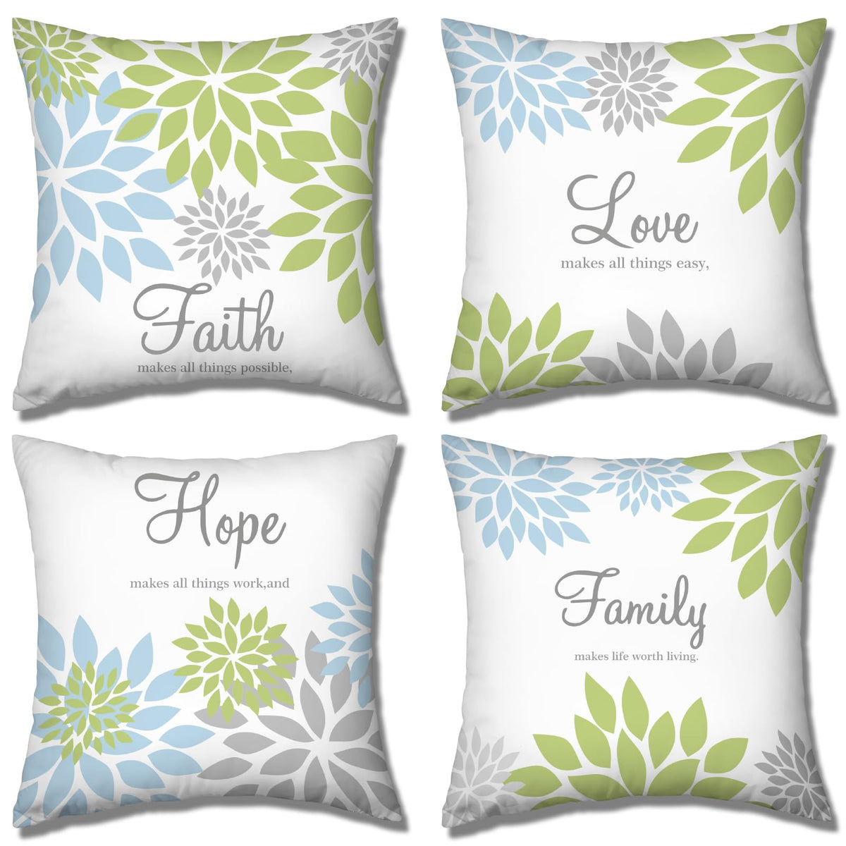Tatuo 4 Pcs Flower Pillow Covers Square 18 x 18 Inch, Black Series