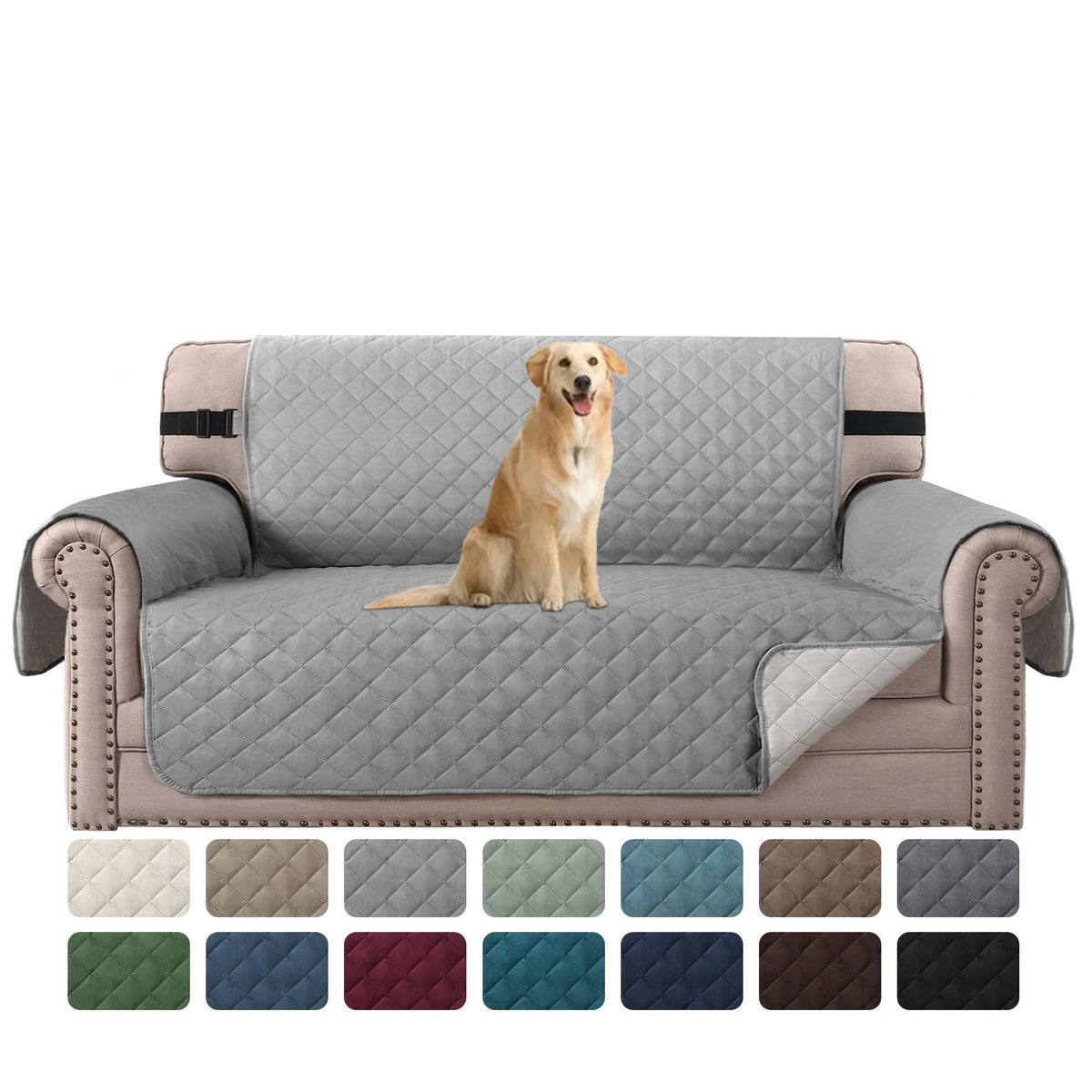 H.VERSAILTEX Reversible Couch Cover for 3 Cushion Cover Pet Friendly Sofa Cover for Dog Washable Furniture Protector Water Resistant Slipcover with Non Slip Elastic Strap(Sofa, Ivory/Beige)