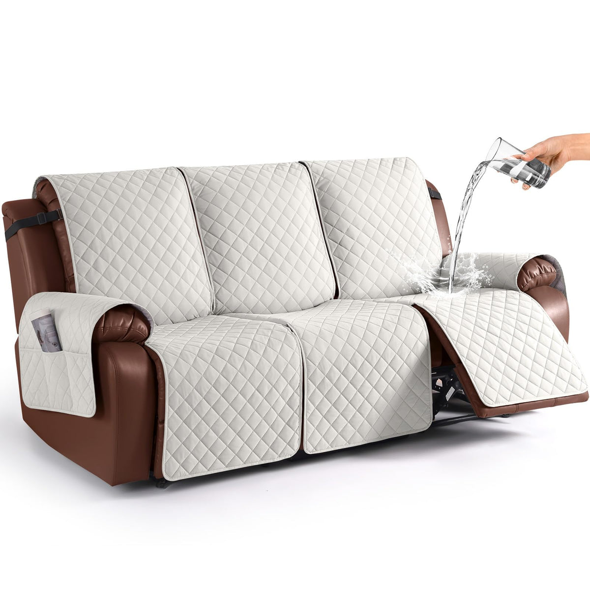 KinCam Waterproof Recliner Sofa Covers Washable, 3 Seater, Chocolate