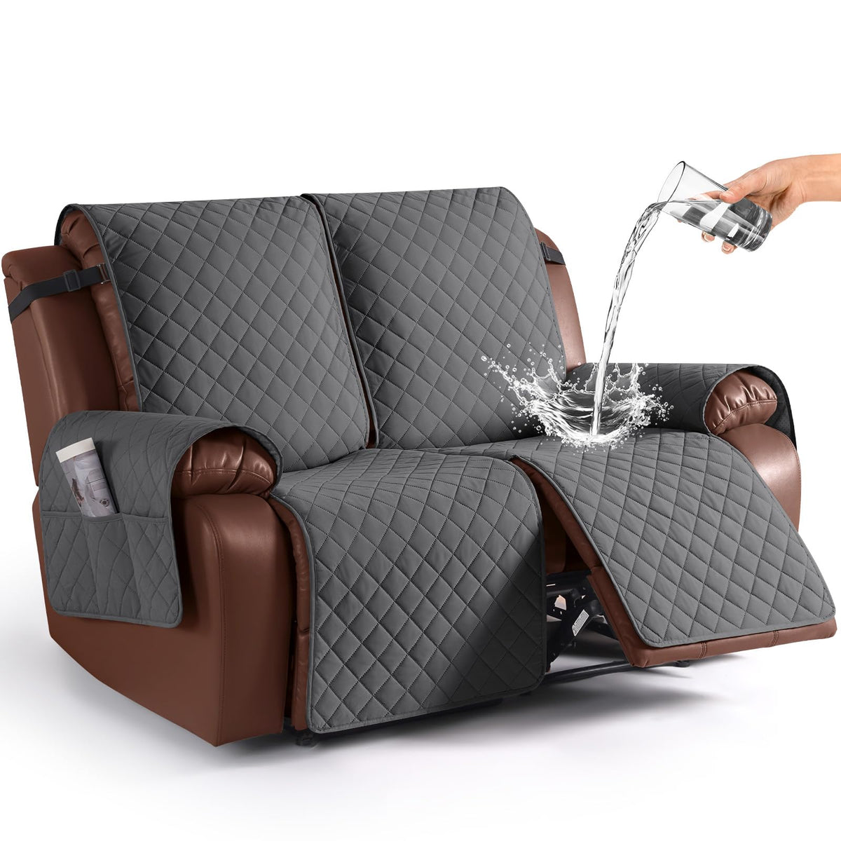 KinCam Waterproof Recliner Sofa Covers Washable, 3 Seater, Chocolate